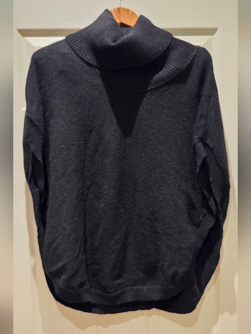 Women's Black Cowlneck Knit Poncho Sweater